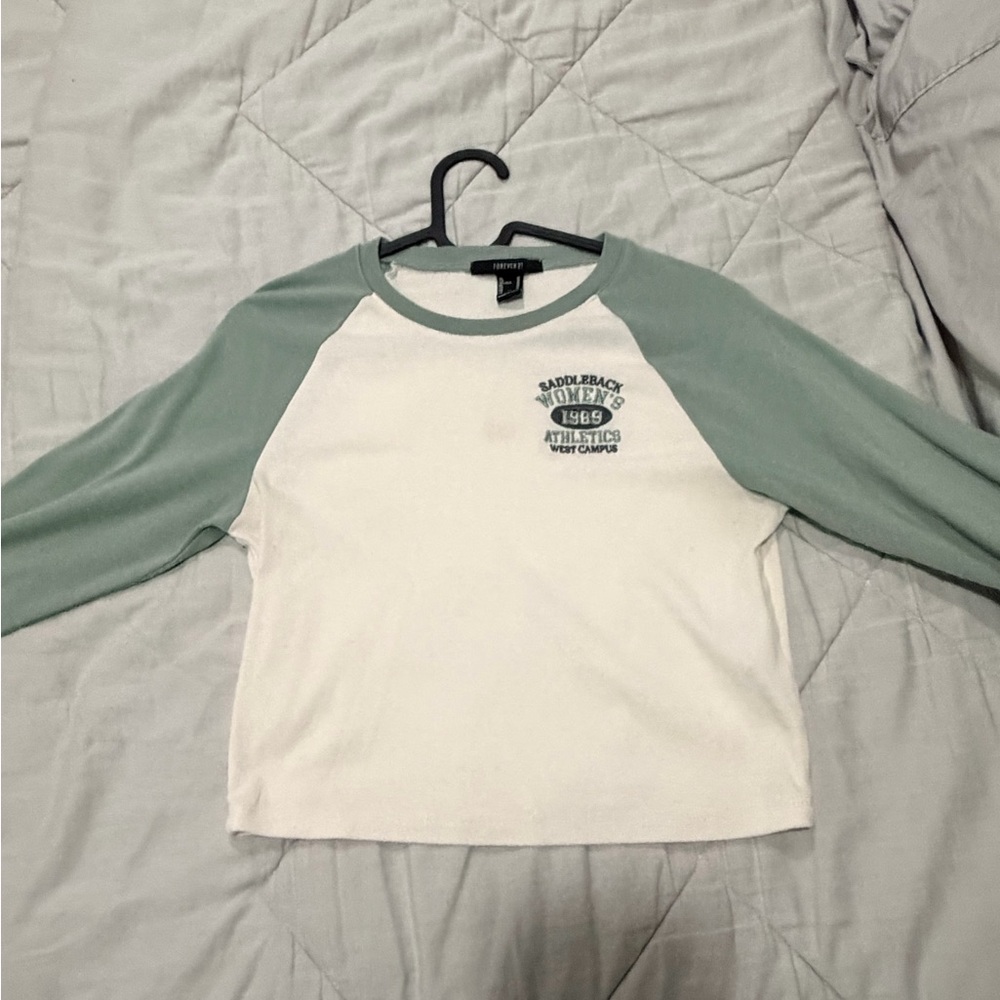 Forever 21 Kids Long Sleeve Tee - White and Sage